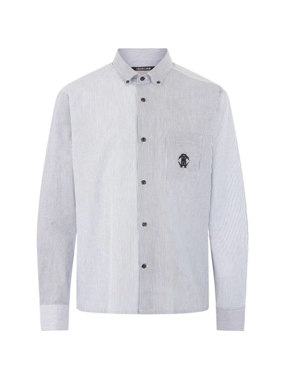 Logo-Embroidered Striped Shirt by Roberto Cavalli