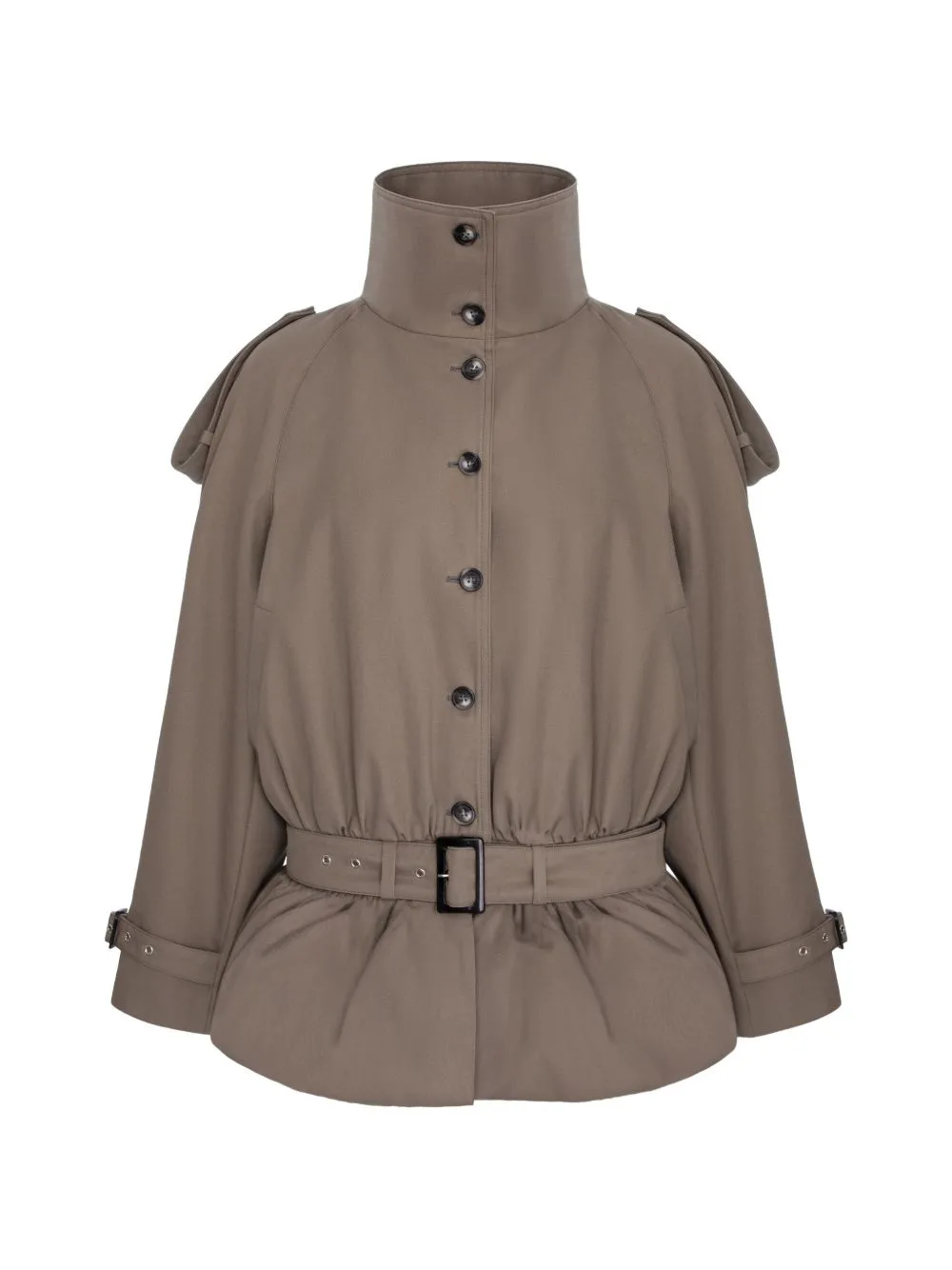 Stand-Up Collar Belted Jacket by Seen Users