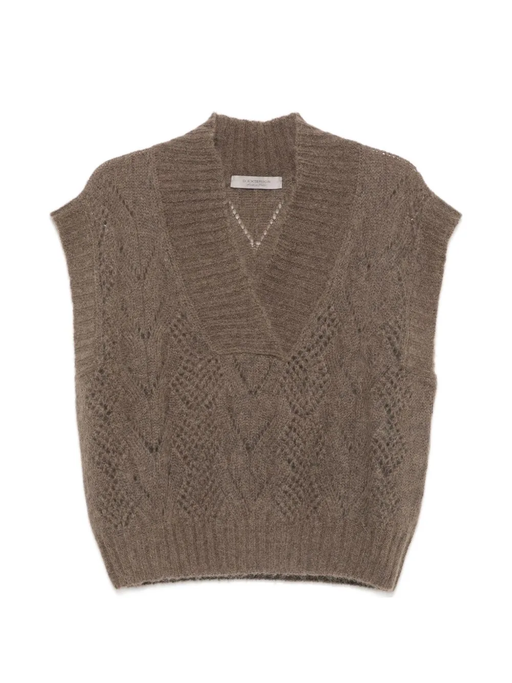 Pointelle-Knit V-Neck Sweater by D.Exterior
