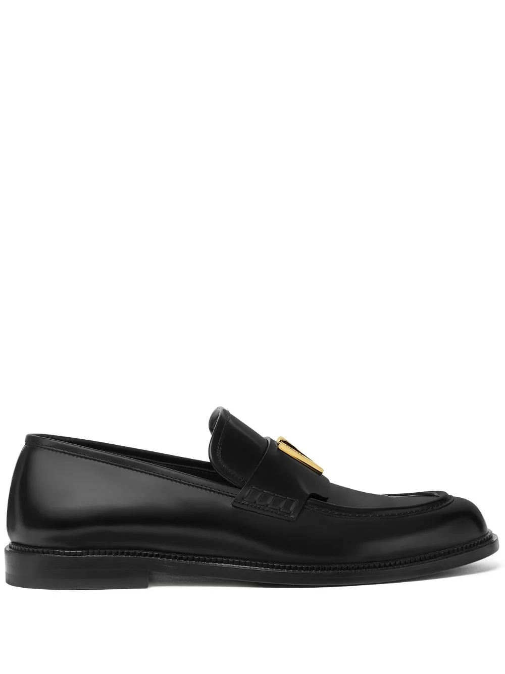 V Leather Loafers by Versace