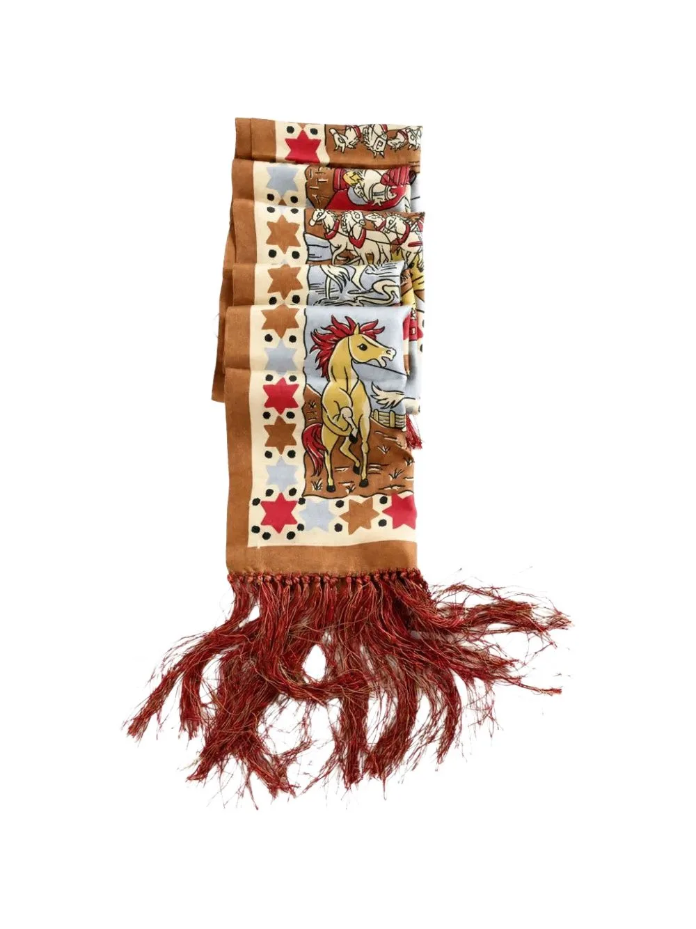 Cowboy Comic Fringe-Trim Scarf by BODE