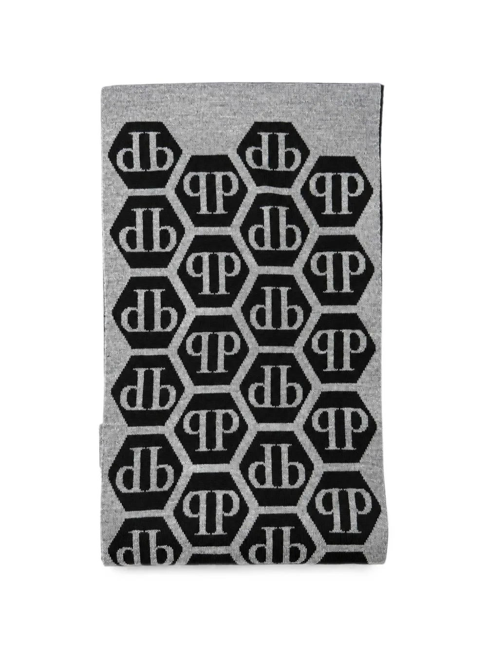 Logo-Intarsia Knitted Scarf by Philipp Plein