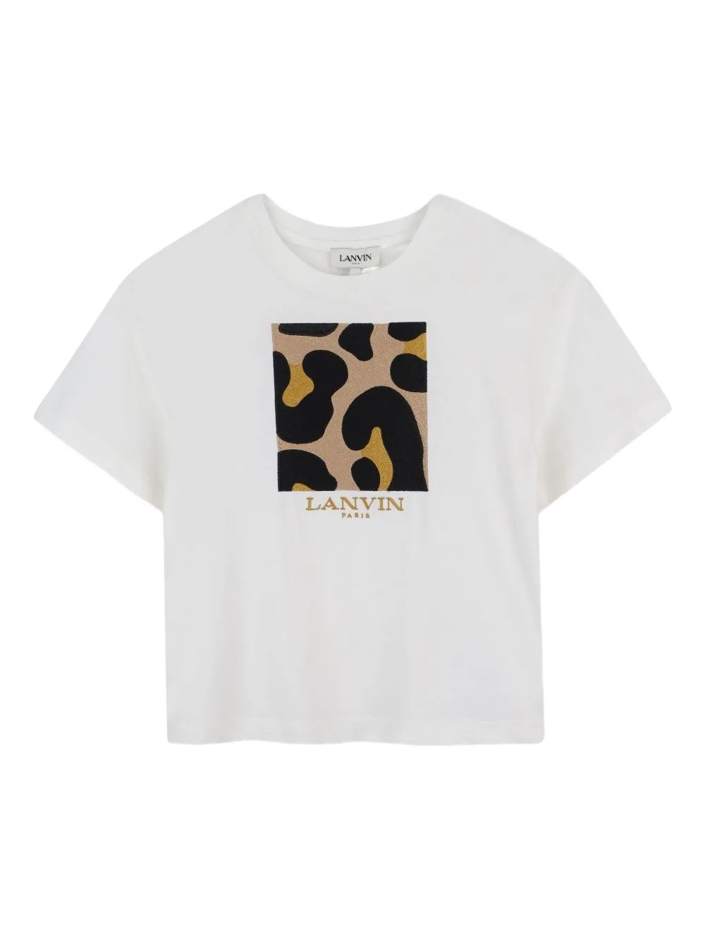 Leopard-Print Square Logo T-Shirt by Lanvin Enfant