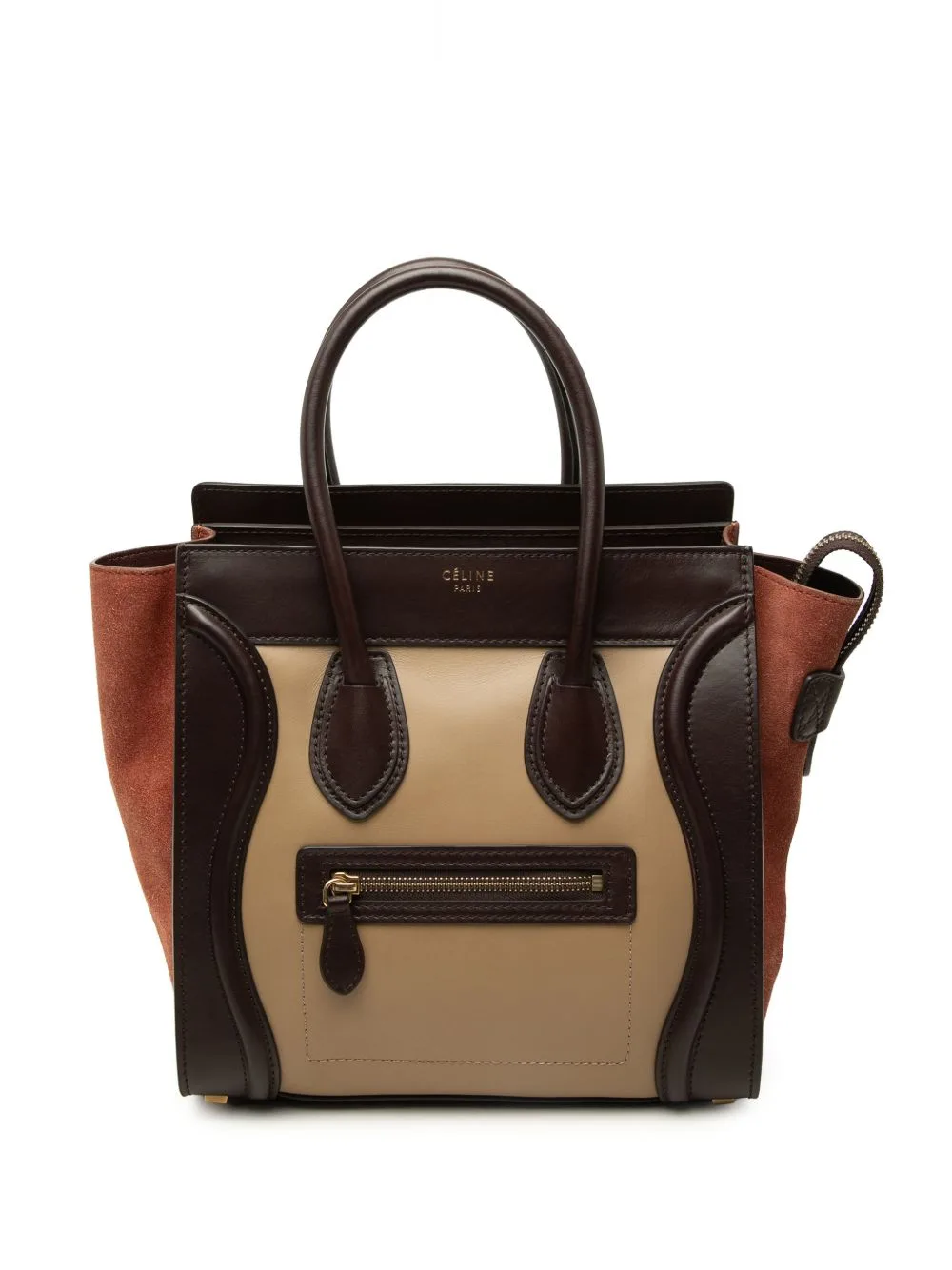2012 Micro Tricolor Calfskin and Suede Luggage Tote Bag by Celine Pre-Owned