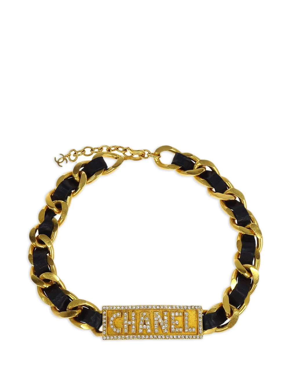 1995 Rhinestone Logo Choker Necklace by CHANEL Pre-Owned