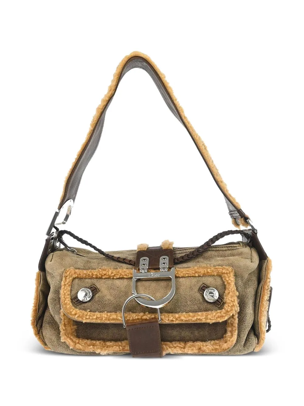 2005 Flight Shearling-Trim Shoulder Bag by Christian Dior Pre-Owned