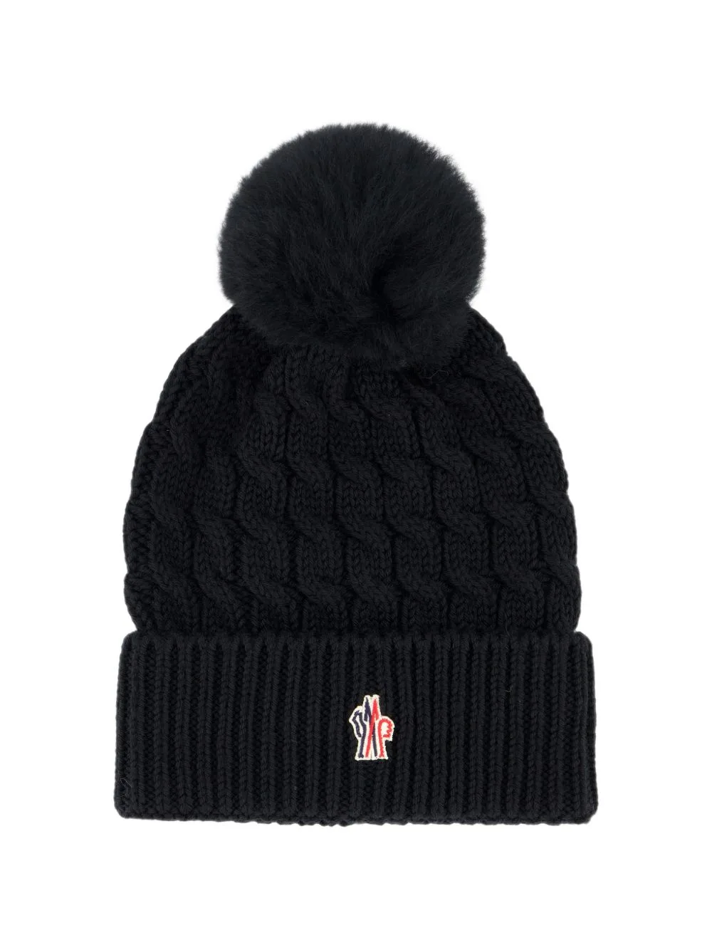 Cable-Knit Pompom Virgin Wool Beanie Hat by Moncler Grenoble