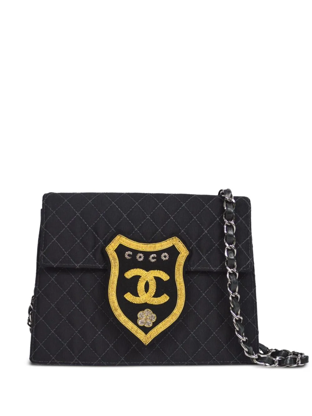 2005 Emblem-Patch Denim Shoulder Bag by CHANEL Pre-Owned