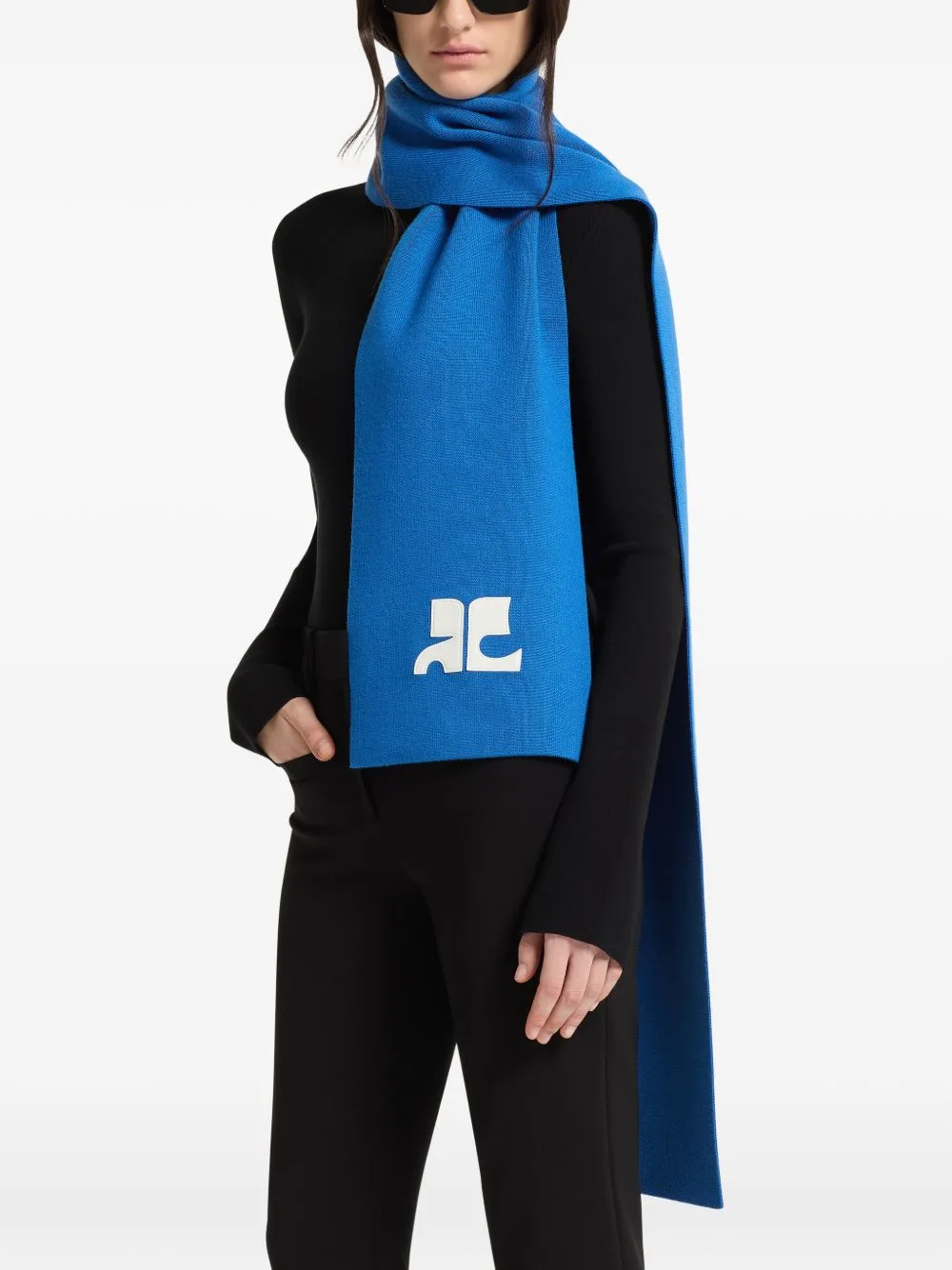 AC Logo-Patch Merino-Wool Scarf by Courrèges
