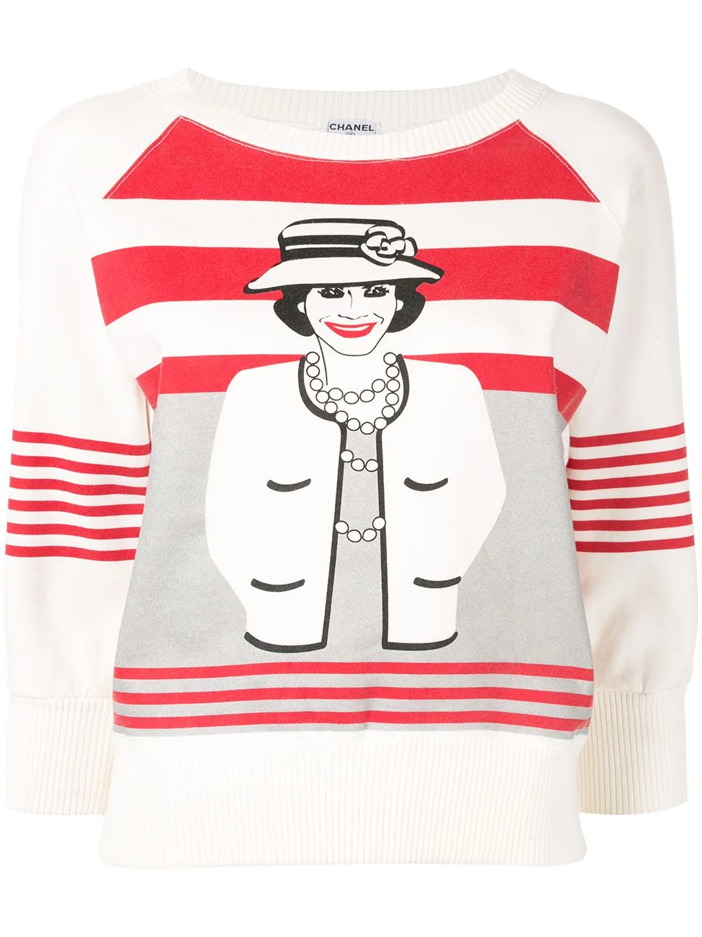 2001 Mademoiselle Chanel Cropped-Sleeve Sweatshirt by CHANEL Pre-Owned