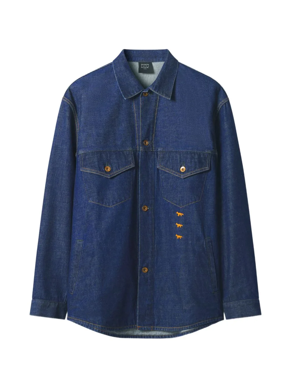 Logo-Embroidered Denim Shirt by Maison Kitsuné