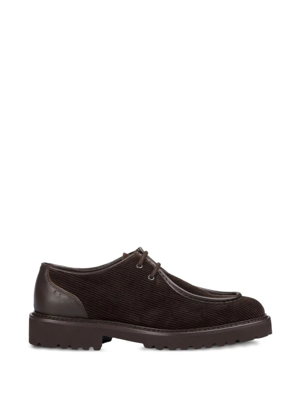 Corduroy-Effect Calf Leather Derby Shoes