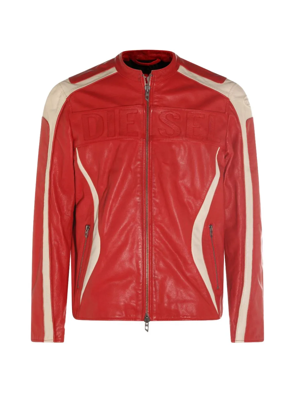 Colour-Block Leather Biker Jacket by Diesel