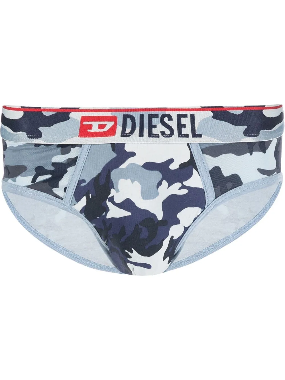 Logo-Waistband Camouflage-Print Briefs by Diesel