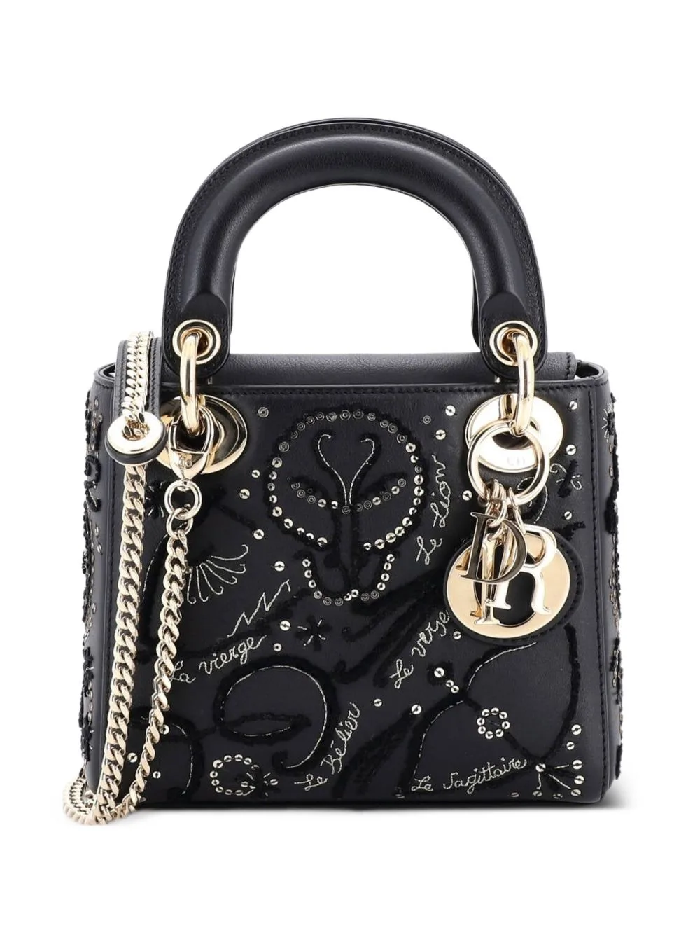 Lady Dior Chain Bag Embroidered Calfskin Mini Satchel by Christian Dior Pre-Owned