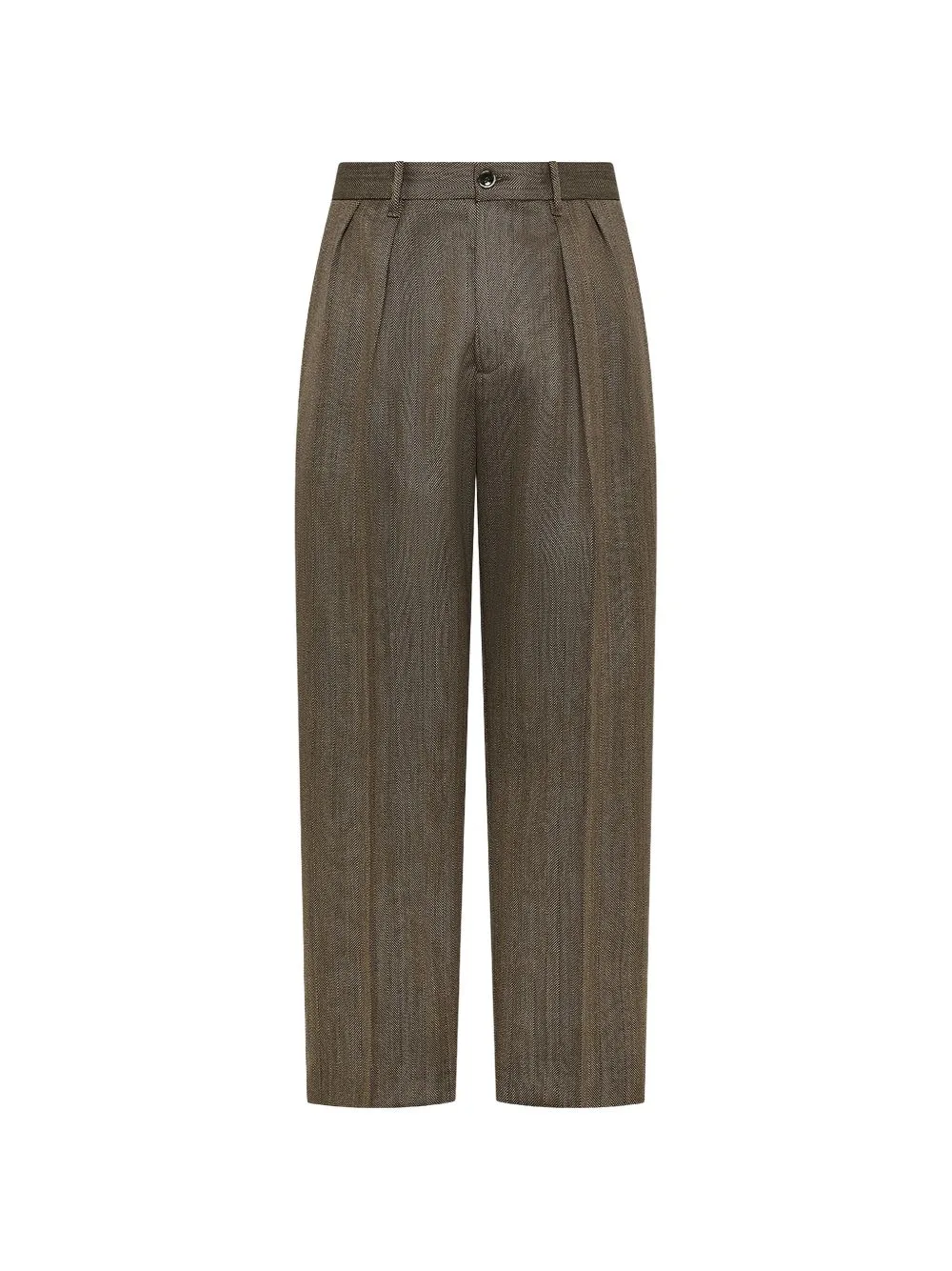 Herringbone-Pattern Pleated Trousers by Nine In The Morning