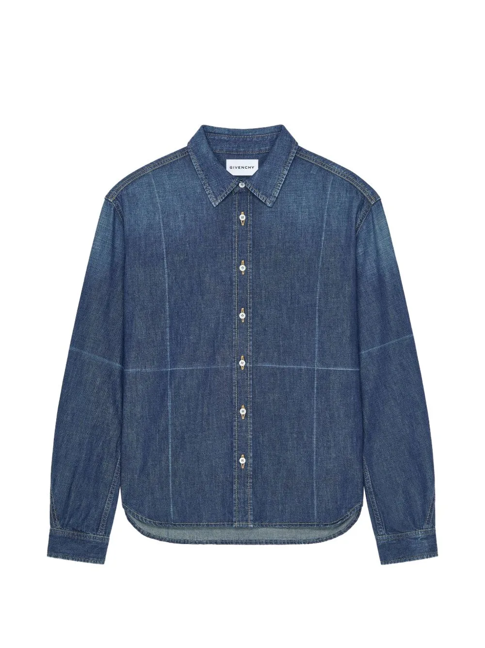 Shirt in Indigo Blue Denim with Folded Effect by Givenchy