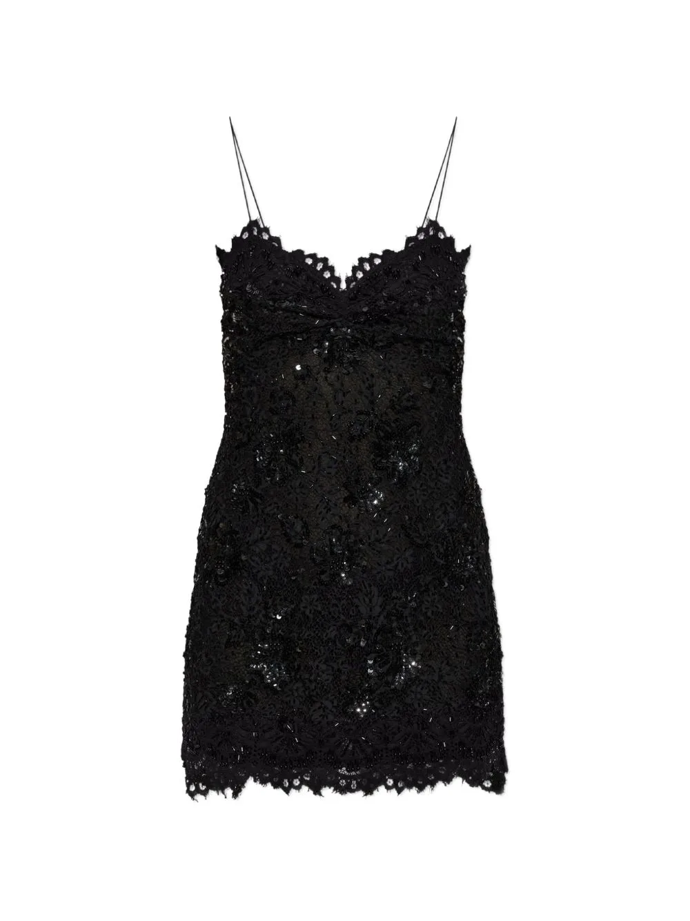 Jetta Sequin-Embellished Lace-Trim Mini Dress