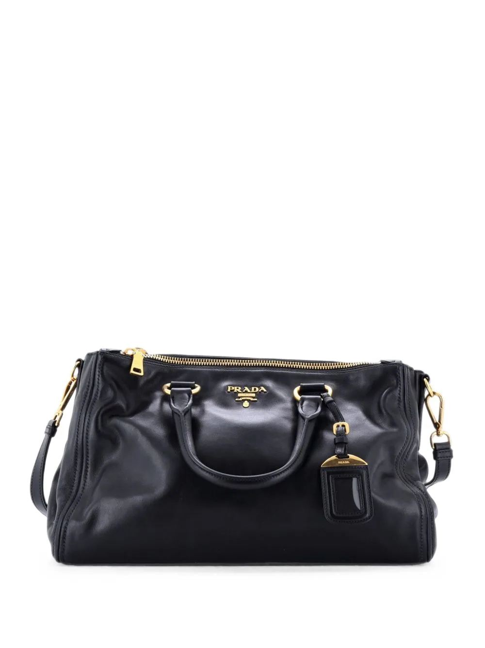 Double Zip Convertible Soft Calf Large Tote Bag by Prada Pre-Owned