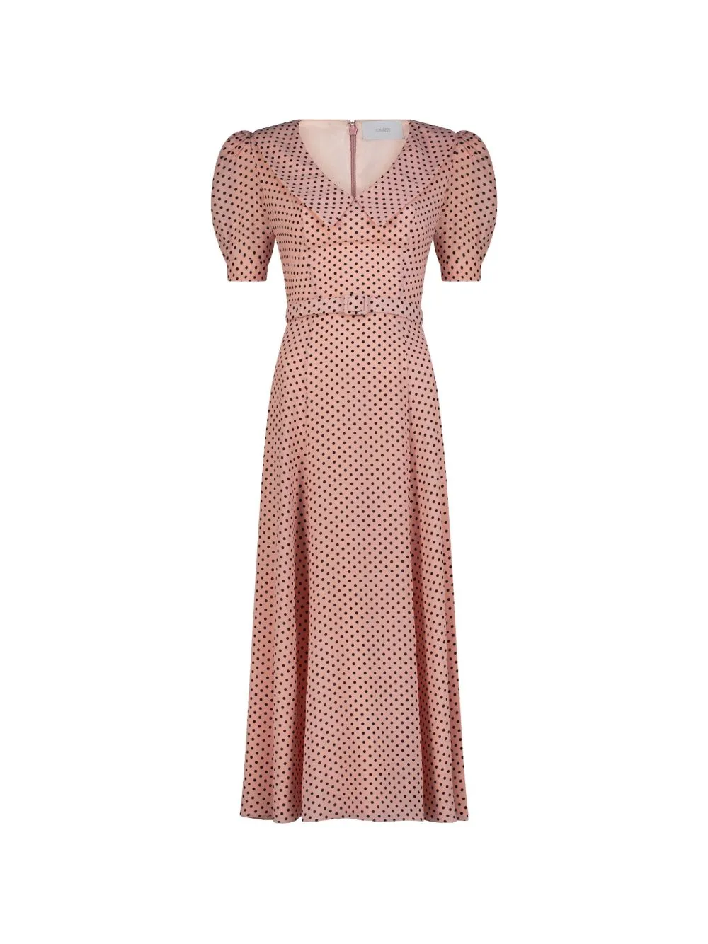 Polka-Dot Belted Midi Dress by Adamaris