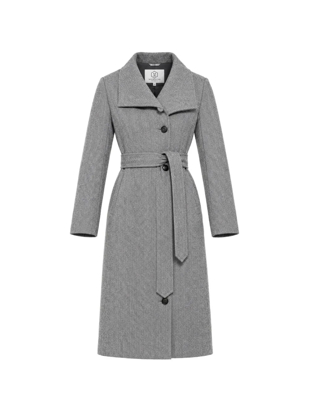 Herringbone Belted Coat by Norwegian Wool