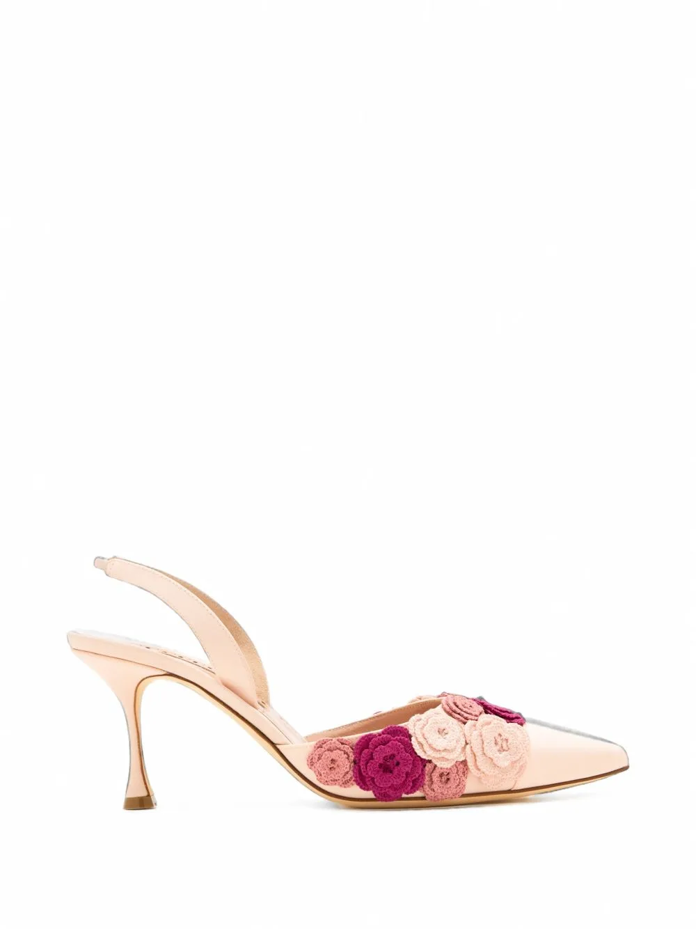 Floral-Appliqué Slingback Pumps by Manolo Blahnik