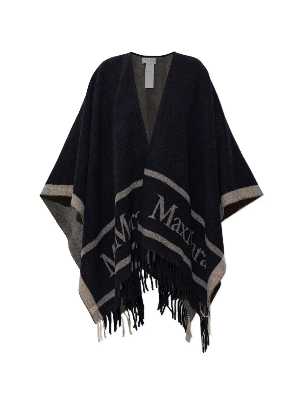 Hilde Logo-Intarsia Fringed-Edge Poncho by Max Mara