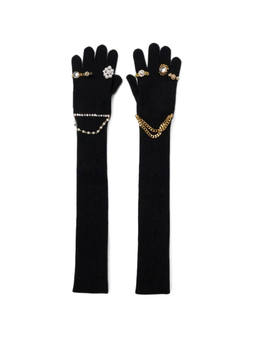 Jewelry-Attached Wool Gloves by Doublet