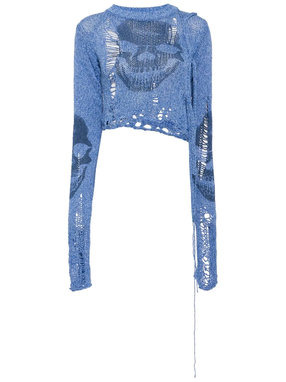 Skull-Print Distressed-Effect Jumper by Ottolinger