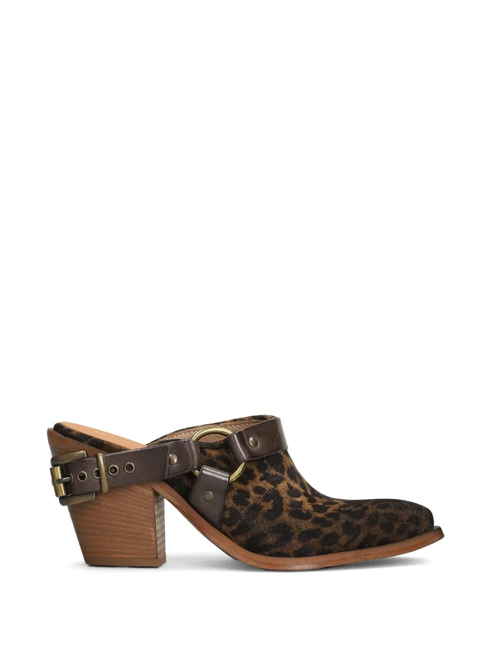 Leopard-Print Buckled Mules by Metisse