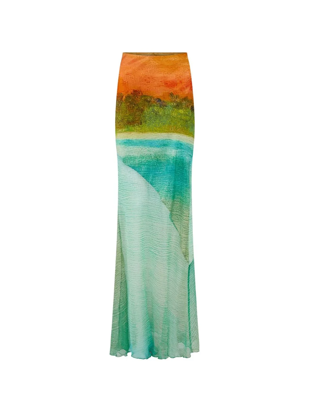 Formentera Landscape-Print Maxi Skirt by Donde Esteban