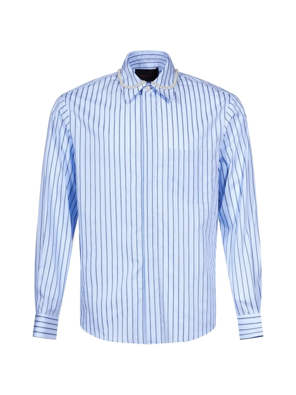 Faux-Pearl Embellished Striped Shirt by Simone Rocha