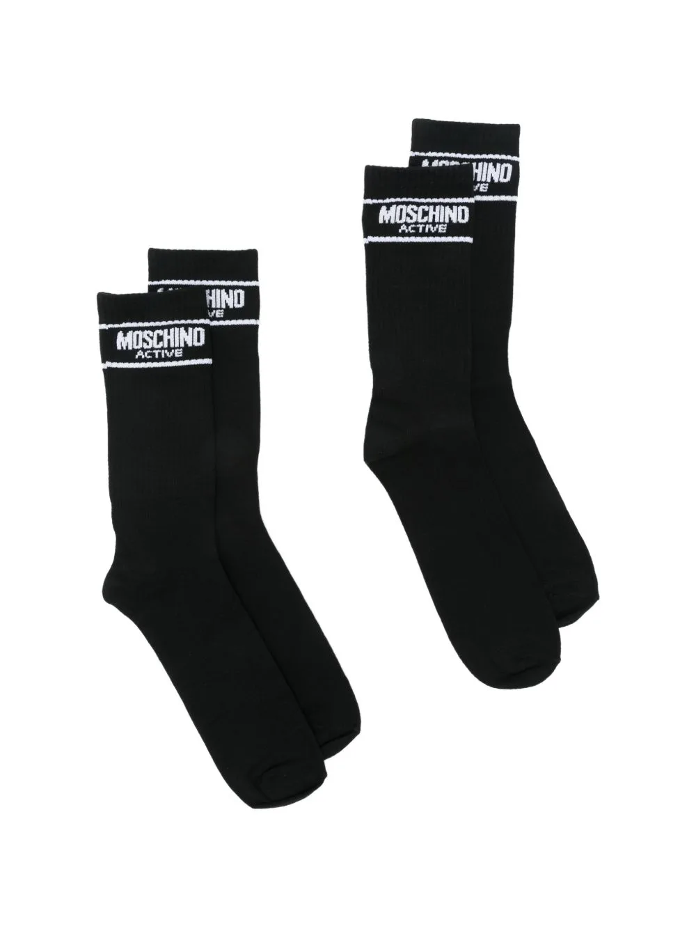 Logo-Intarsia Ribbed-Knit Socks Set of Two by Moschino