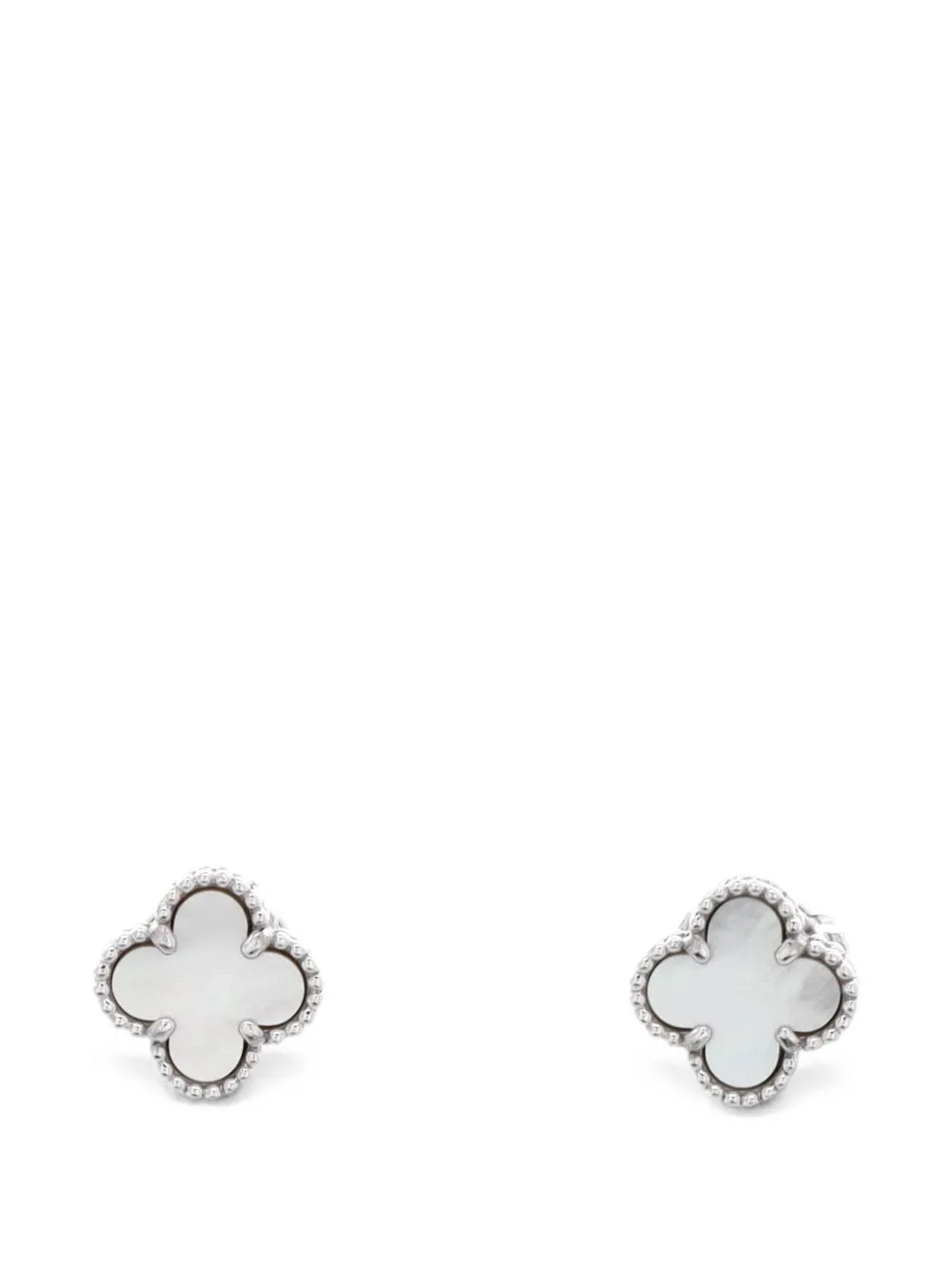 Sweet Alhambra Stud 18K White Gold and Mother of Pearl Earrings by Van Cleef & Arpels Pre-Owned