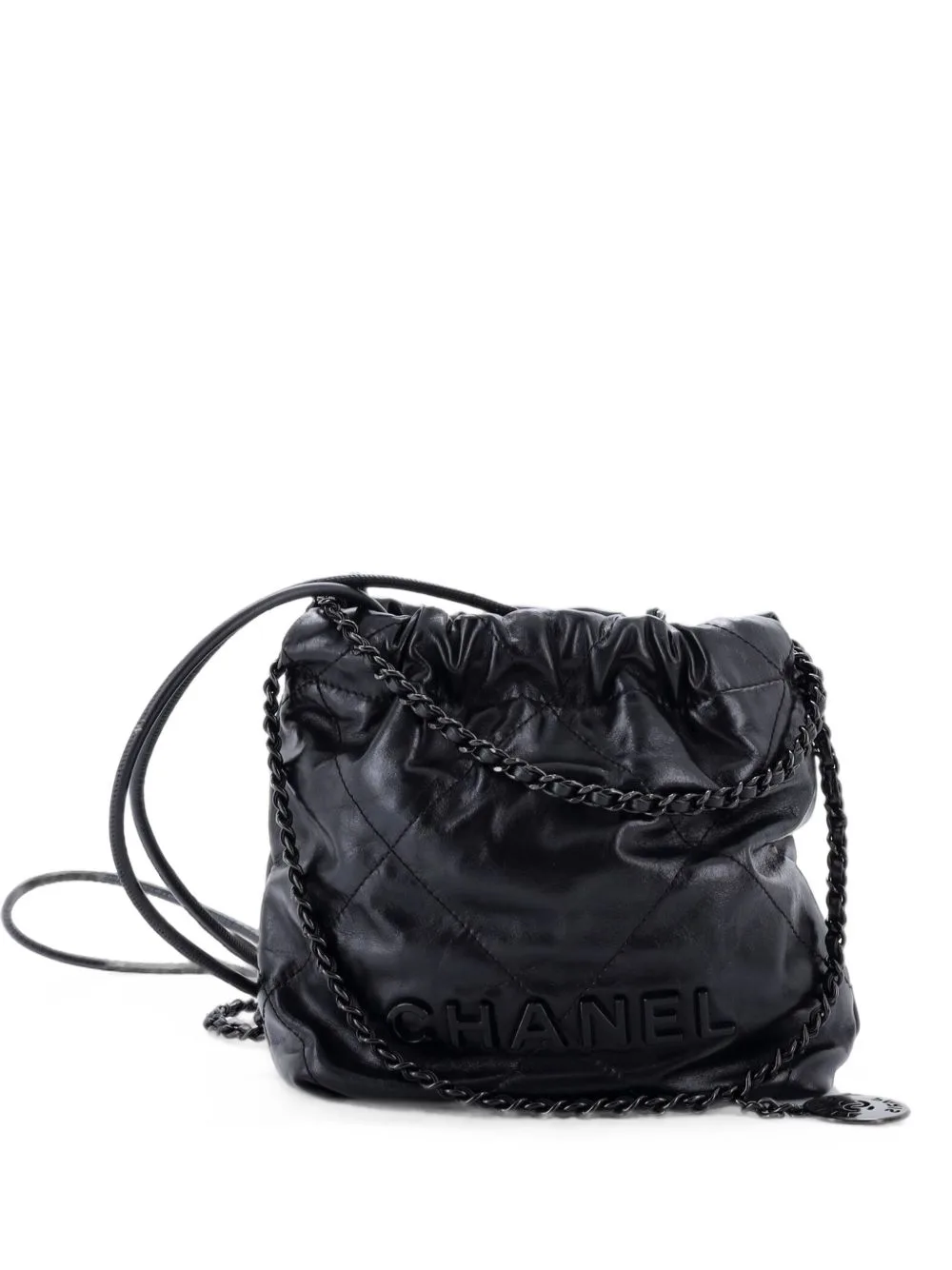 So Black 22 Chain Hobo Quilted Calfskin Mini Crossbody Bag