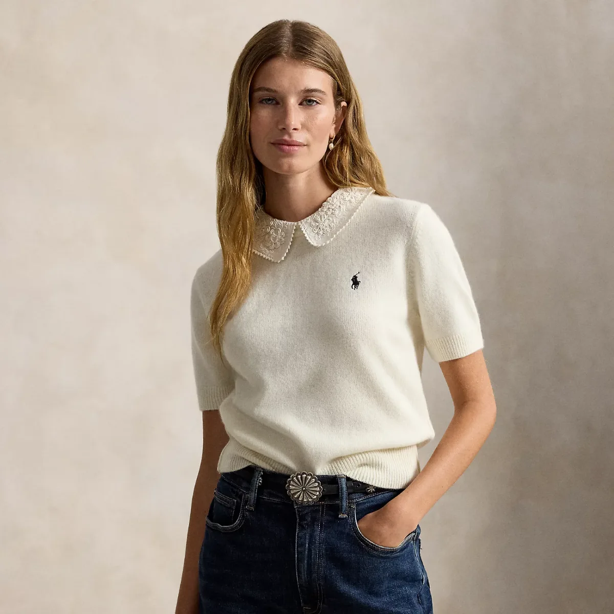 Lace-Collar Short-Sleeve Jumper by Polo Ralph Lauren
