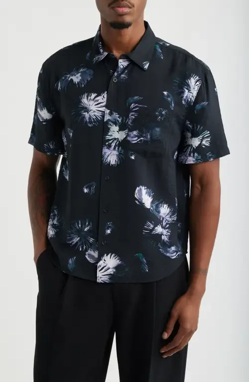 Floral Print Relaxed Short Sleeve Button-Up Shirt