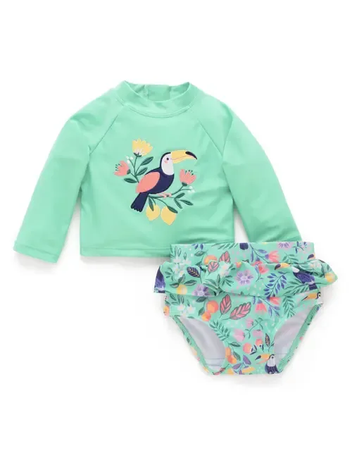 Printed Longsleeve Rashie Swim Set by Purebaby