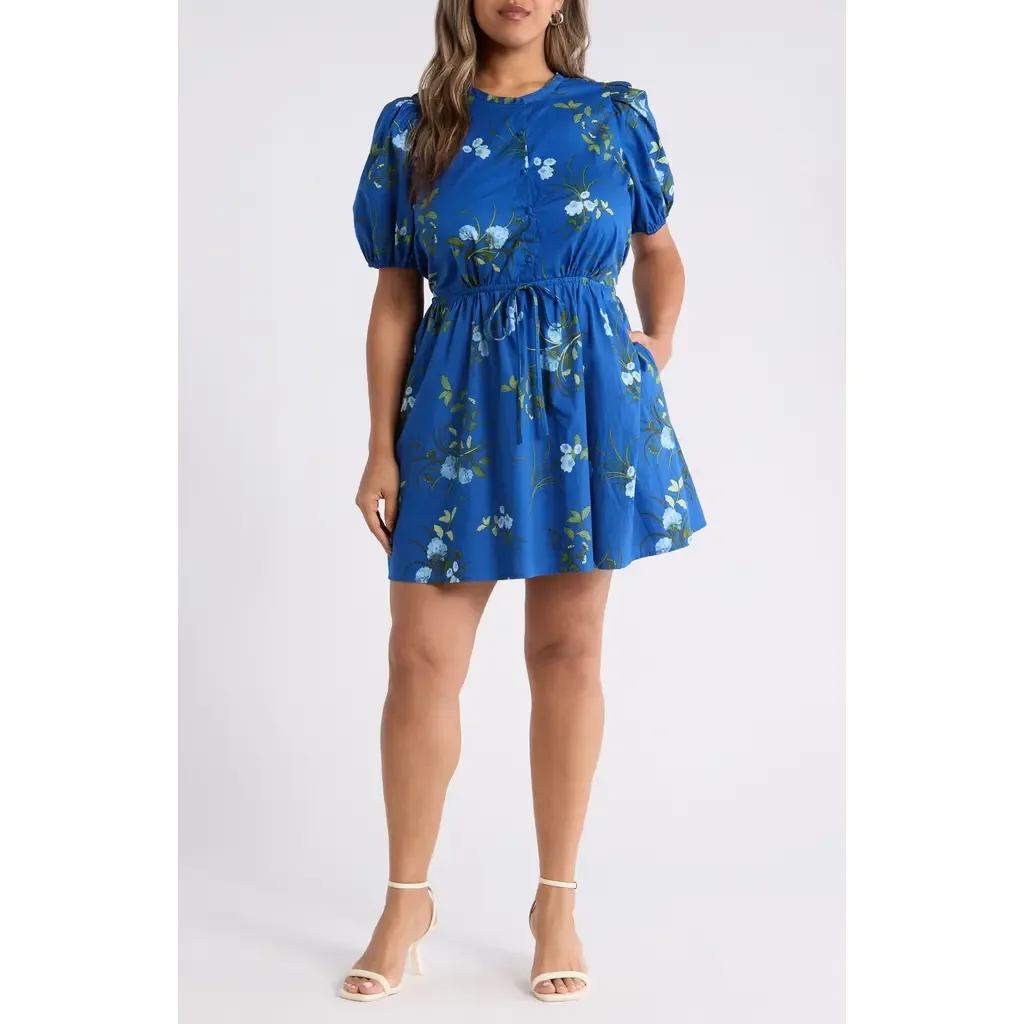 Sendra Floral Alba Drawstring Waist Cotton Minidress