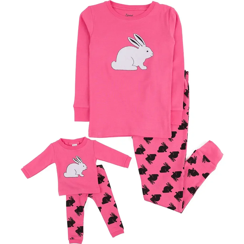 Cotton Print Pajamas with Matching Doll Pair by Leveret