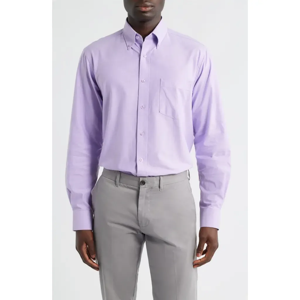 Regular Fit Lilac Purple Cotton Button-Down Oxford Shirt by EAGLE