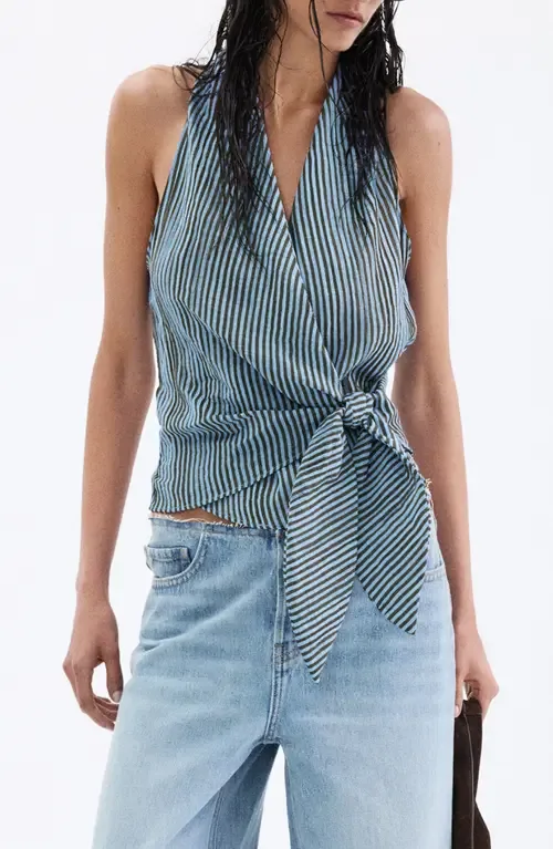 Striped Halter Top with Fixed Knot by MANGO