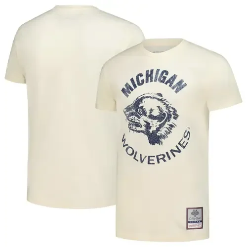 Mitchell & Ness Cream Michigan Wolverines Vintage Tone T-Shirt by Mitchell & Ness