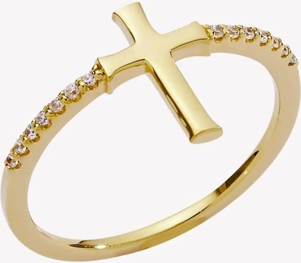 Luminous Cross Pavé Ring in 18K Gold Plated by Rizen Jewelry