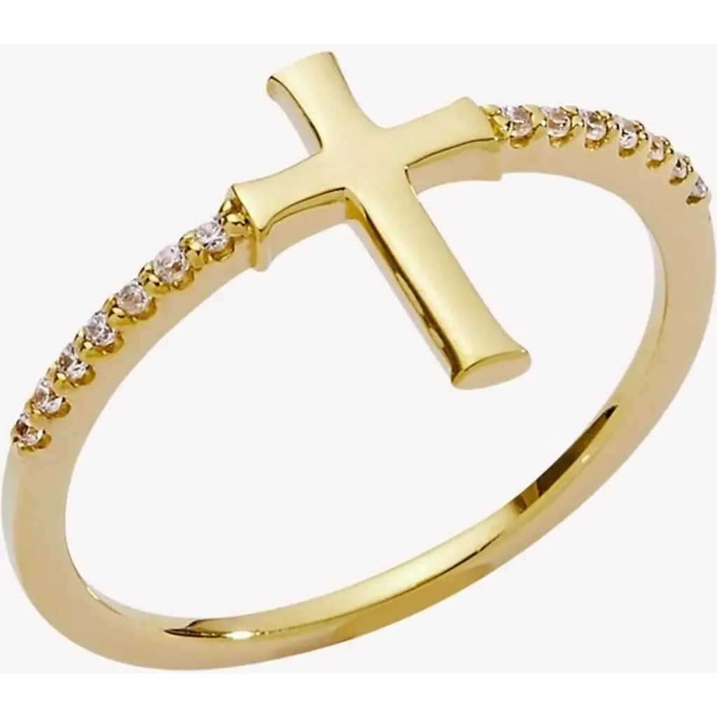 Luminous Cross Pavé Ring in 18K Gold Plated by Rizen Jewelry