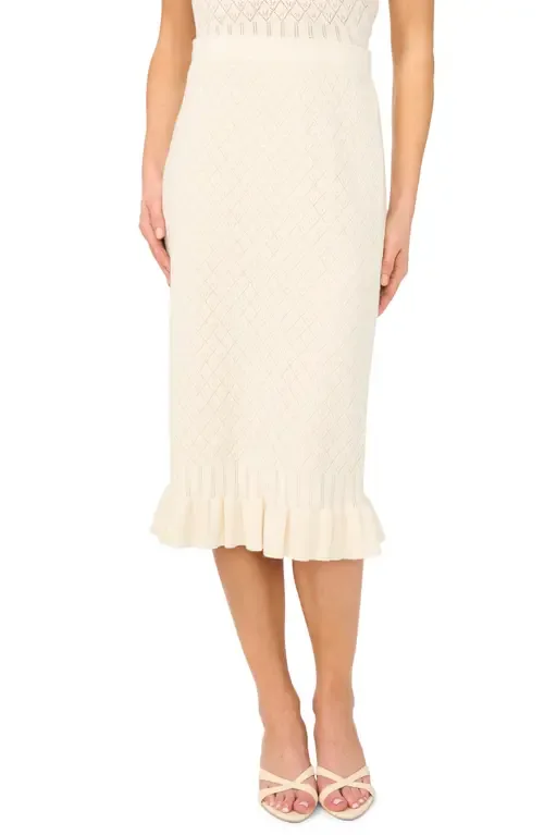Flounce Hem Pointelle Cotton Knit Skirt by CeCe