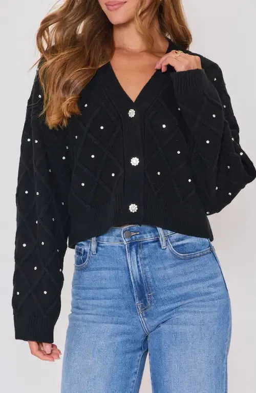 Holiday Shine Rhinestone Diamond Stitch Cardigan by VICI Collection