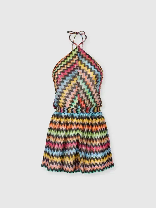 Short Jumpsuit in Lamé Viscose with Micro Zigzag and Halterneck by Missoni