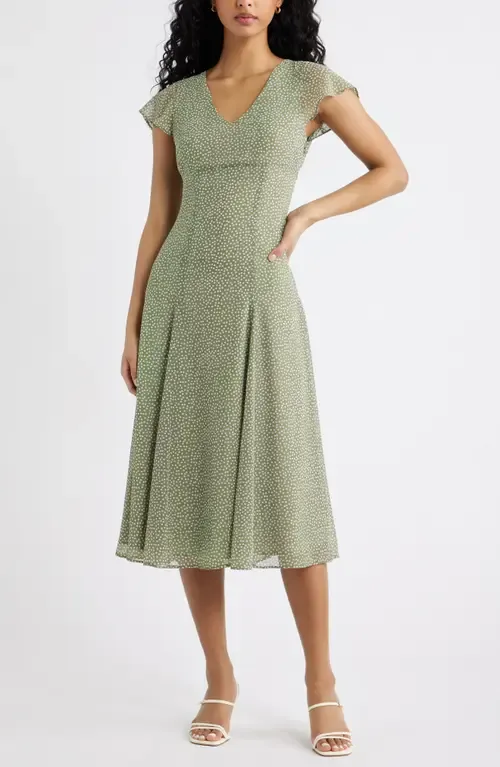 Short Sleeve Godet Pleat Dress