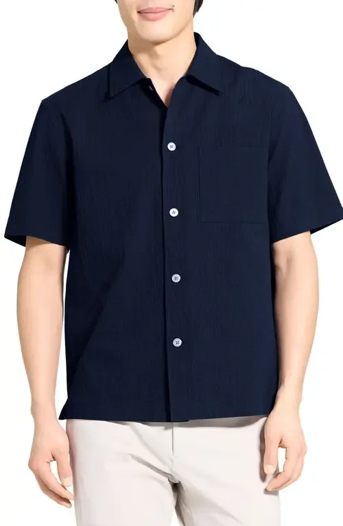 Mini Texture Short Sleeve Button-Up Shirt by Theory